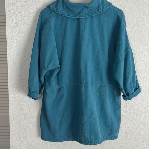 Soft Surroundings Lagenlook Pullover Top Blue Pockets Preshrunk Cotton Oversized - Picture 4 of 7